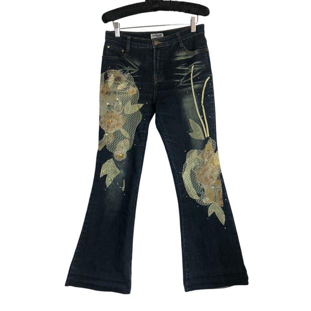 golden flower oriental denim pt
