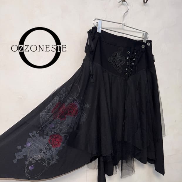 OZZONESTE oriental floral laceup wrap sk