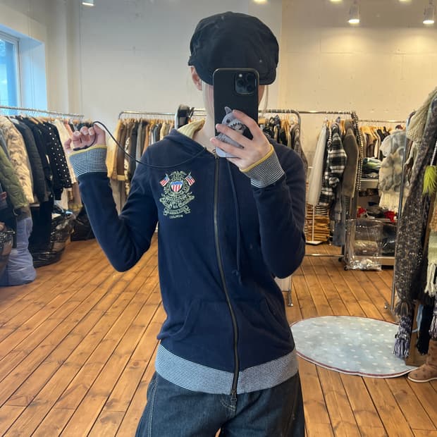 폴로 네이비 성조기 후드집업