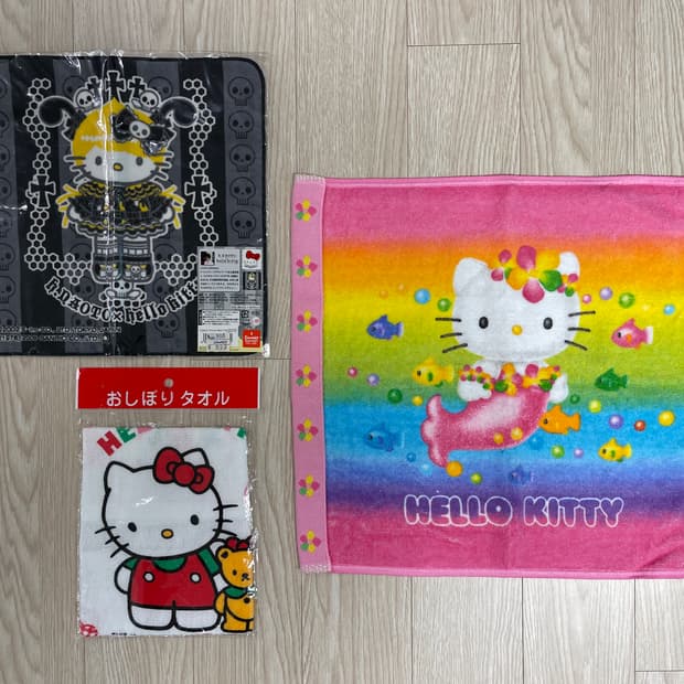 고전 헬로키티 1992 2002 일본 산리오 핸드타월 수건 일괄