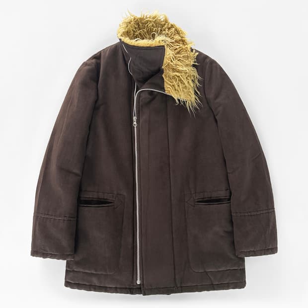 00s 스나오 쿠와하라 퍼 카라 집 업 코트