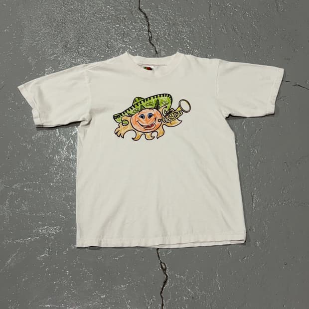 Fruit of the Loom 멕시코 일러스트 빈티지 화이트 티셔츠