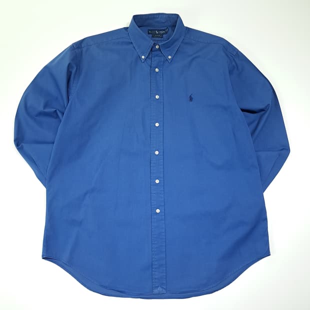 CL610 L 폴로 90s 코튼 버튼다운 아쿠아 블루 셔츠 남방