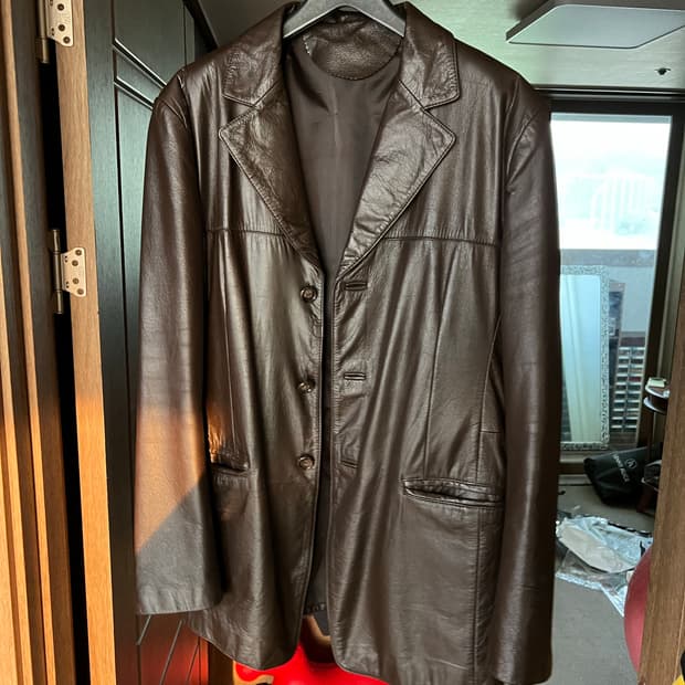 빈티지 브라운 가죽 블레이저 (소가죽)