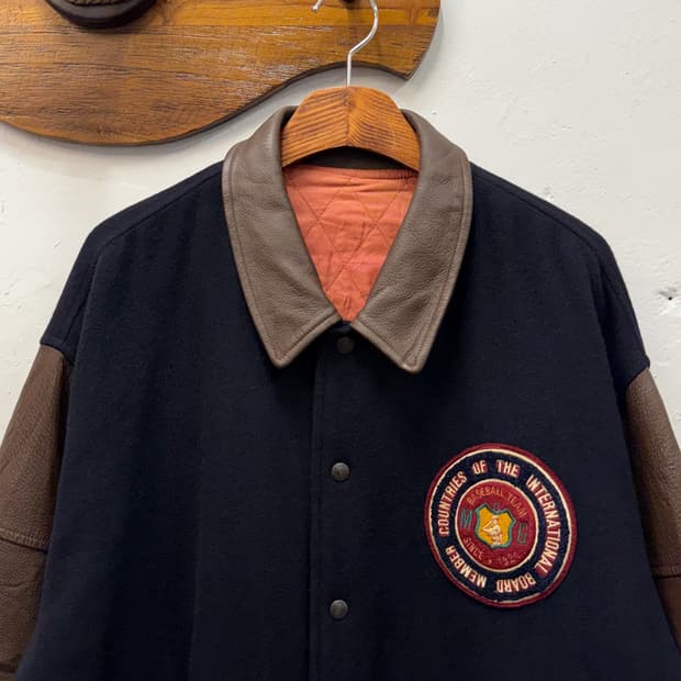 XL) 90s McGREGOR CLUB Leather Arm Varsit