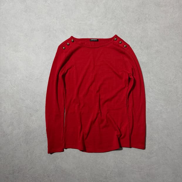 발망 버튼 디테일 보트넥 울니트