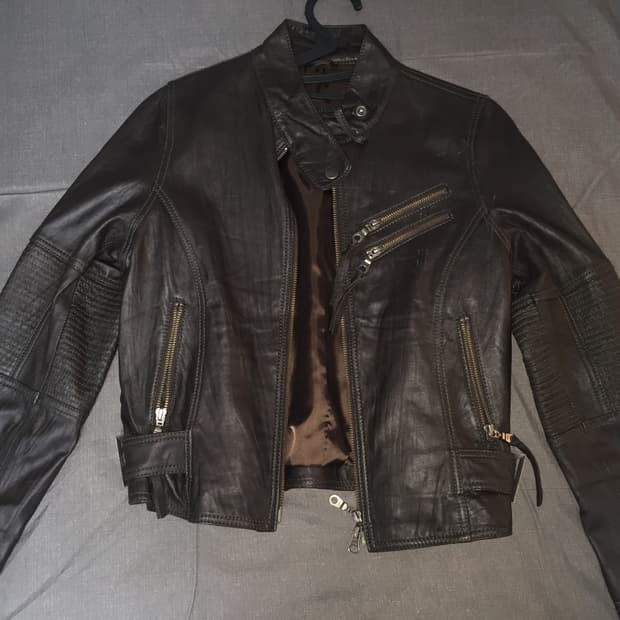 Japanese vintage 딥브라운 라이더 디테일 레더자켓