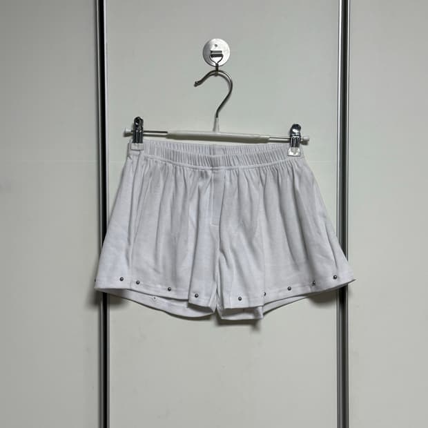 스터드 밴딩 팬츠 화이트 