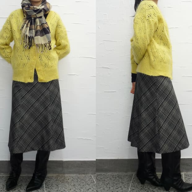 Yellow knitted cardigan