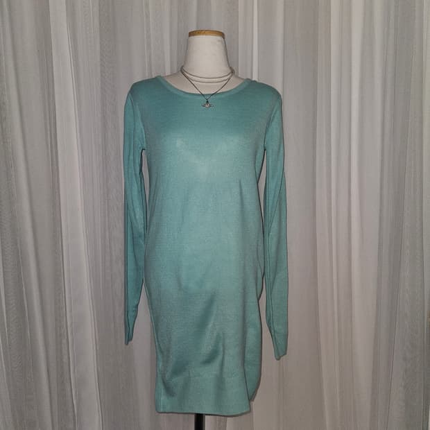 earth music&ecology 그린 에메랄드 니트 원피스