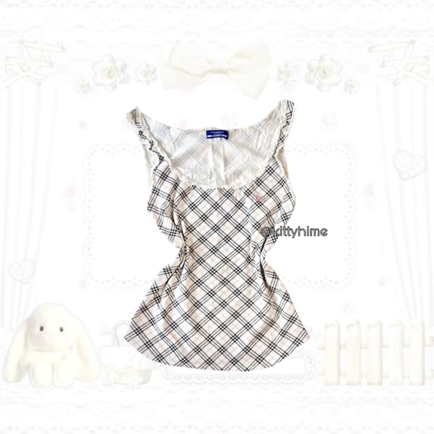 Burberry 버버리 노바체크핑크 프릴 슬리브리스 버버리핑크버버리나시