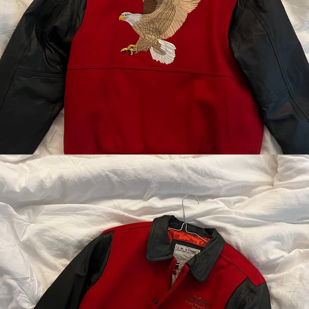 빈티지 독수리 점퍼 자켓 가죽 패딩 레더 라이더