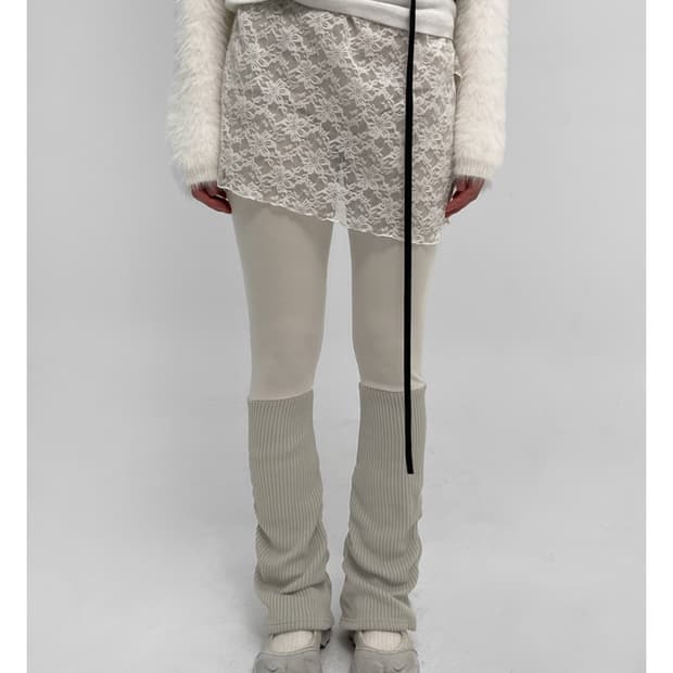 블랙업 워머 레깅스 + 레이스 스커트 세트