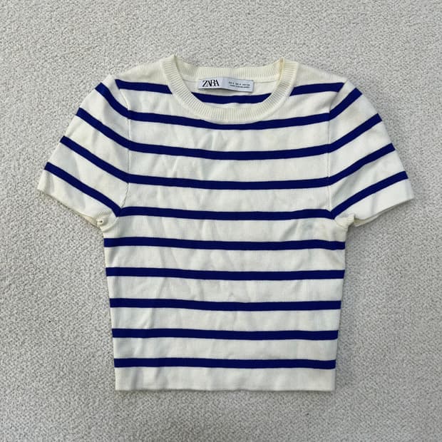 S 자라 여성 스트라이프 반팔 니트 0305M