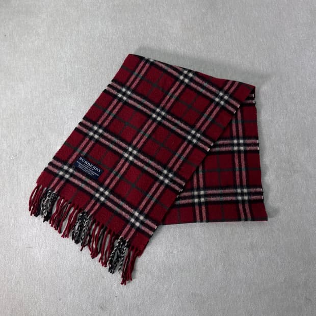 버버리 노바체크 캐시미어 버건디 머플러