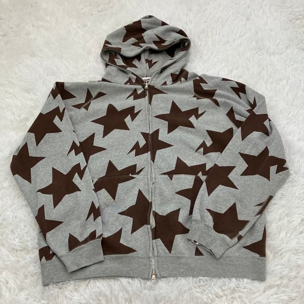 빈티지 베이프 그레이 브라운 스타 후드 y2k 스트릿 갸루 펑키 일본빈티