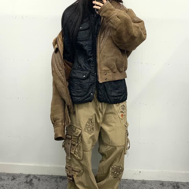 패치 본디지 카고 팬츠