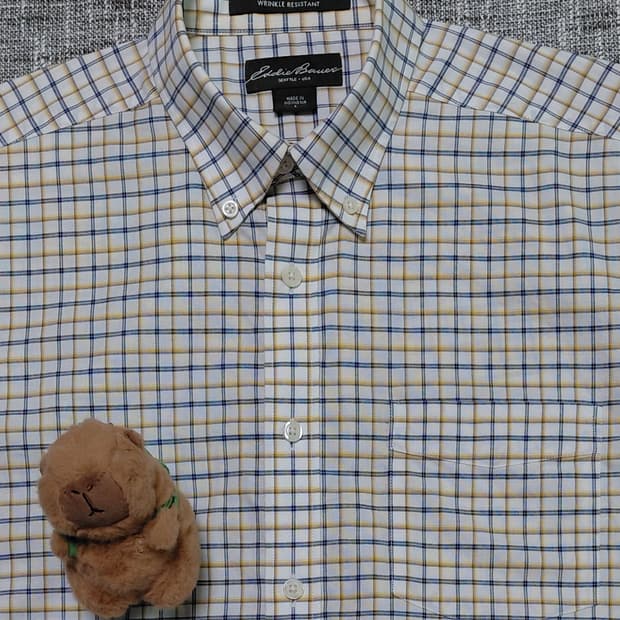 [M] Eddie Bauer 링클프리 버튼다운 반팔 체크 셔츠