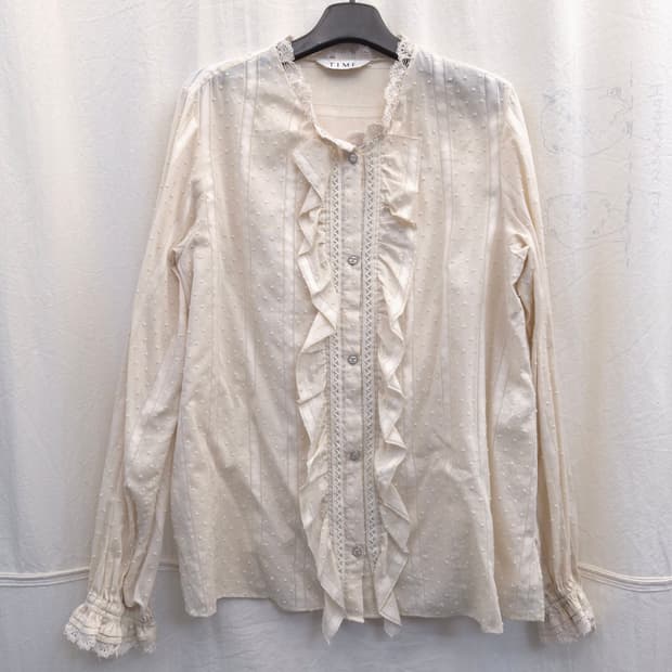 TIME 타임 아이보리 프릴 블라우스