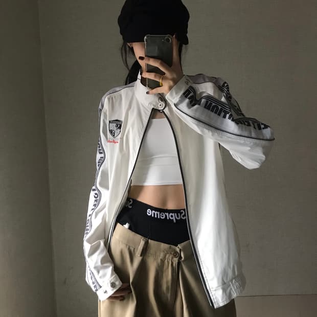 EXR 화이트 레이싱 바람막이 자켓