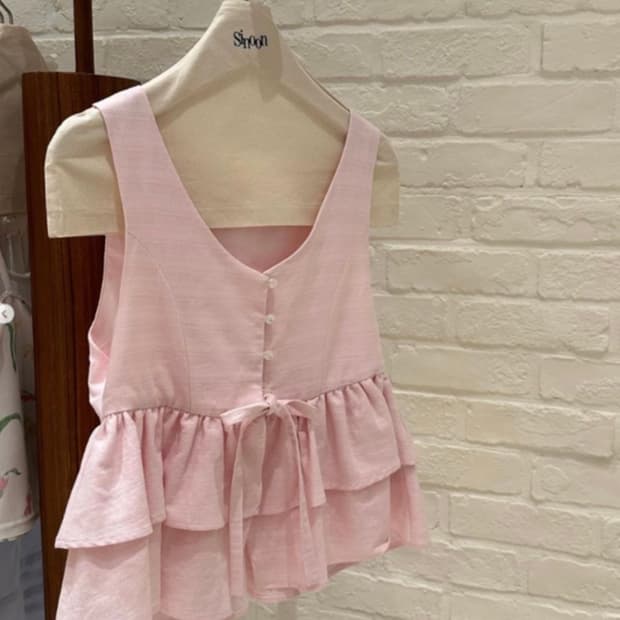 시눈 브이넥 베스트 블라우스