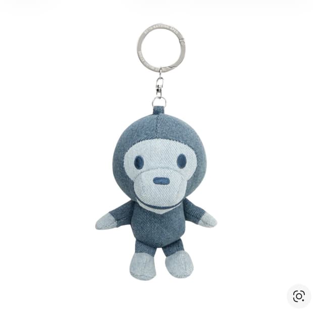 베이프 베이비 마일로 플러시 데님 돌 키체인 라이트 인디고