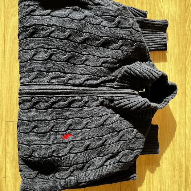 폴로 니트 집업 네이비 