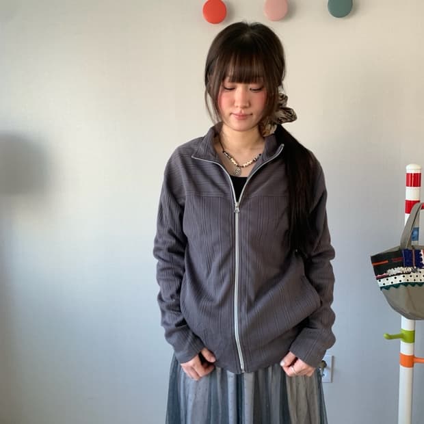 cotton pleats zip up