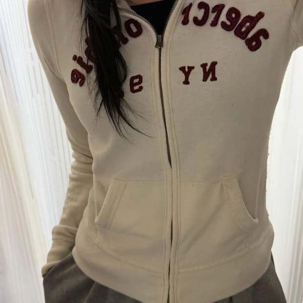 대장템 딱붙핏 아베크롬비 화이트 후드집업 xl