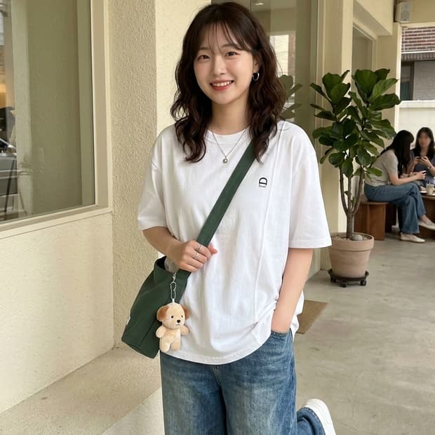 던스트(Dunst) 유니섹스 로고 크리스 반팔 티셔츠 화이트