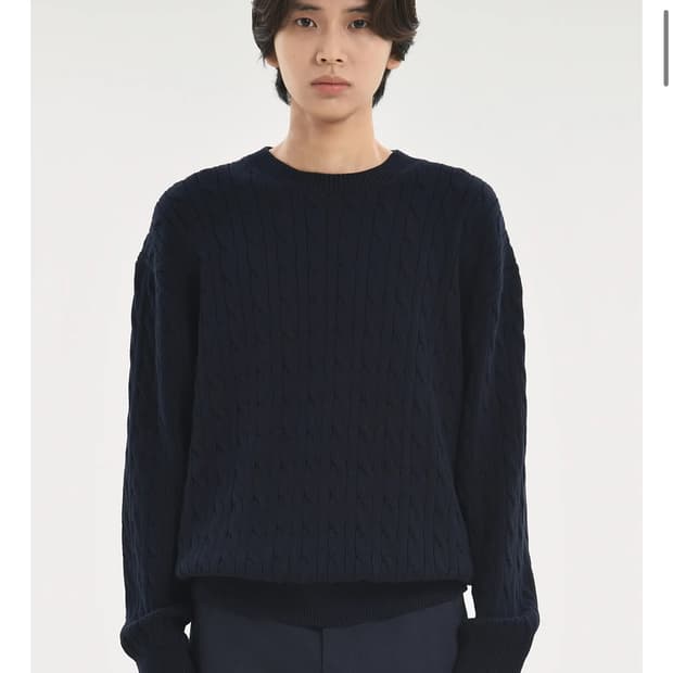 (5)브라운야드 캐시미어 케이블 니트 다크네이비