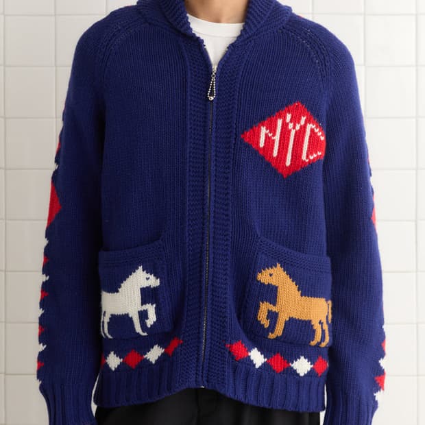 [M]보디 BODE 다이아몬드 카라 울 집업 가디건