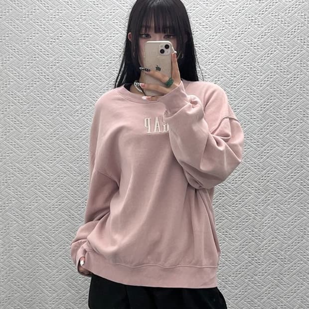 갭 빈티지 레트로 00's 스프링 딸기우유 핑크 맨투맨 L C10369