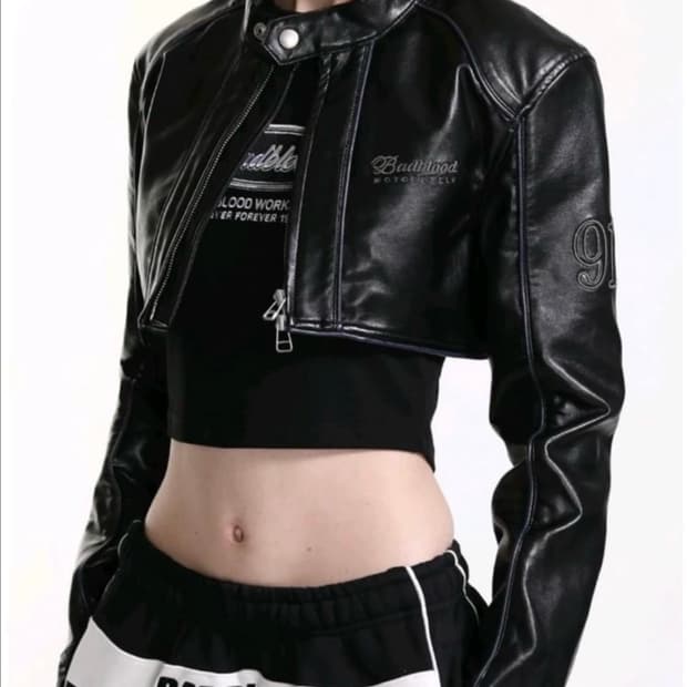 배드블러드 빅터 크롭 레이싱 자켓