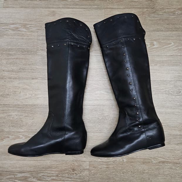 미착용) 에스콰이어 스터드 가죽 롱부츠 245