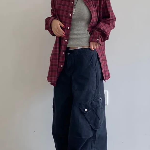 체크셔츠 카고팬츠 set
