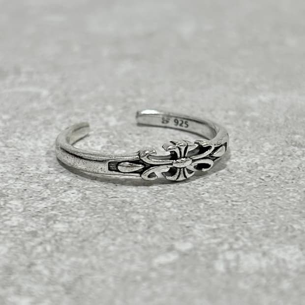 Oribell 크롬 플라워 925실버 오픈링 슬림 반지