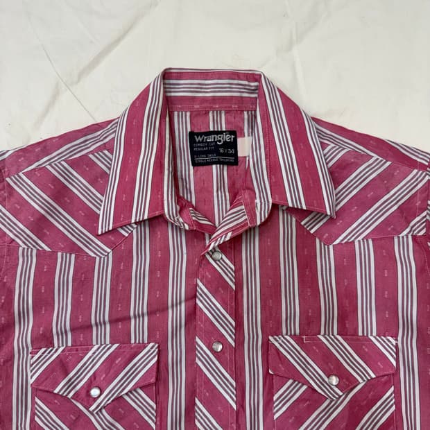 Wrangler Cowboy Cut 핑크 스트라이프 웨스턴 셔츠