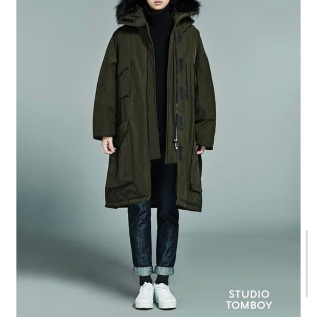 스튜디오톰보이 덕다운 오버핏 야상롱패딩