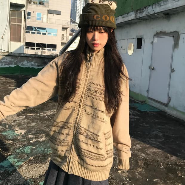 노르딕 니트 플리스 집업