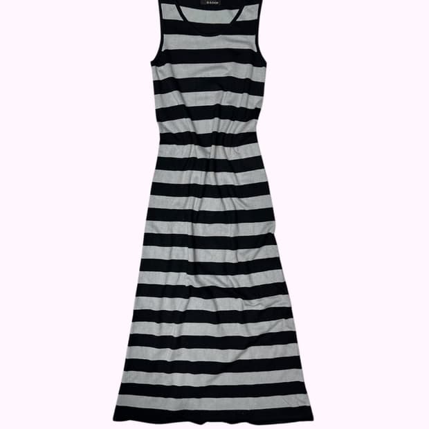 stripe sleeveless knit long dress