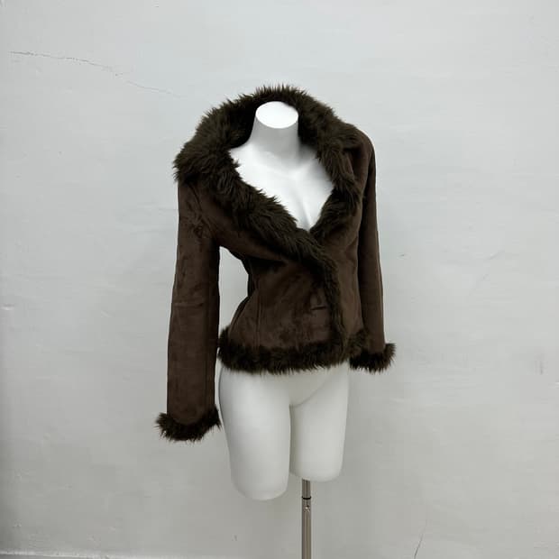 brown fur trimming jacket