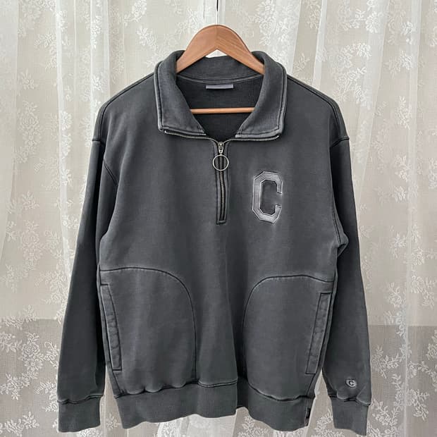 S) 커버낫 피그먼트 하프집업 맨투맨 차콜