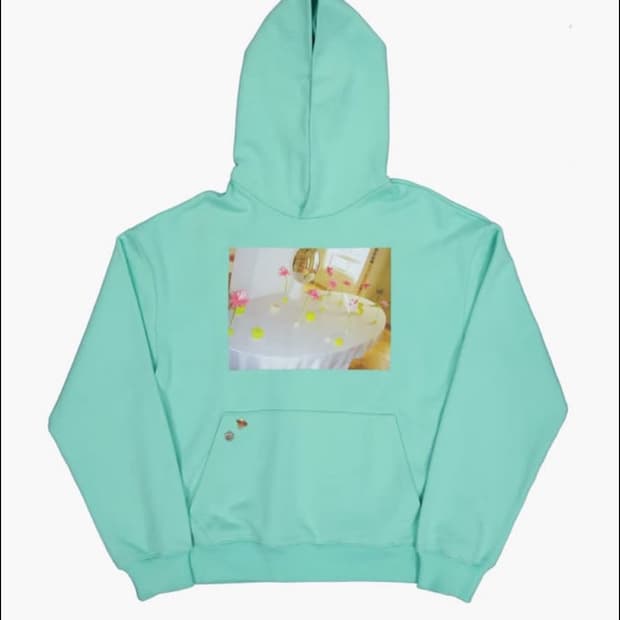 (모카착용) 나비버스 가든후드 민트 후드티