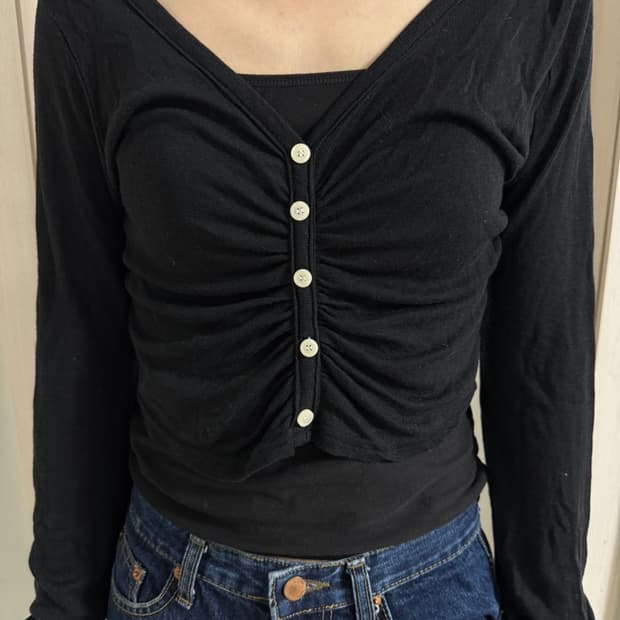 미니포에 셔링 롱 슬리브