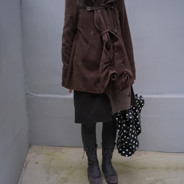 00s Bondage drape hood coat