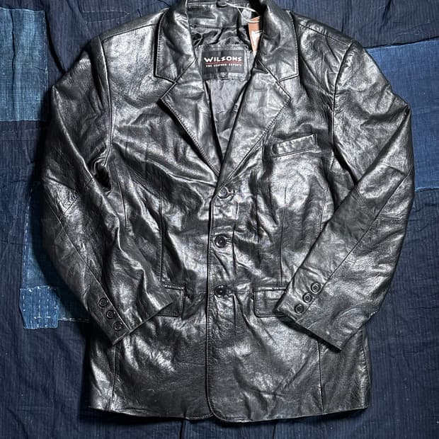 90-00‘s 윌슨 레더 램스킨 3B 블레이저 자켓 M