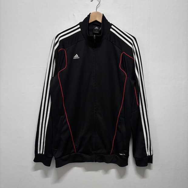 아디다스 블랙 삼선 오버 트랙탑