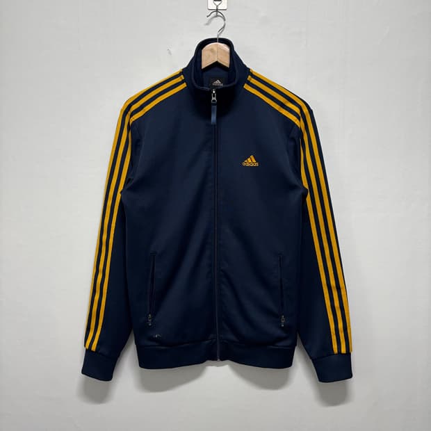 아디다스 네이비/노랑 삼선 트랙탑