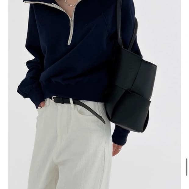 어텀 반집업 맨투맨 네이비